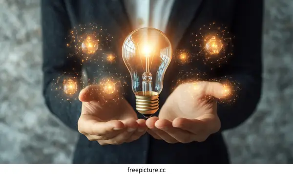 Innovative Idea Lightbulb in Hands