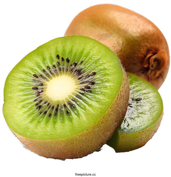 [Transparent Background PNG]Fresh Kiwi Fruit Slices on White Background