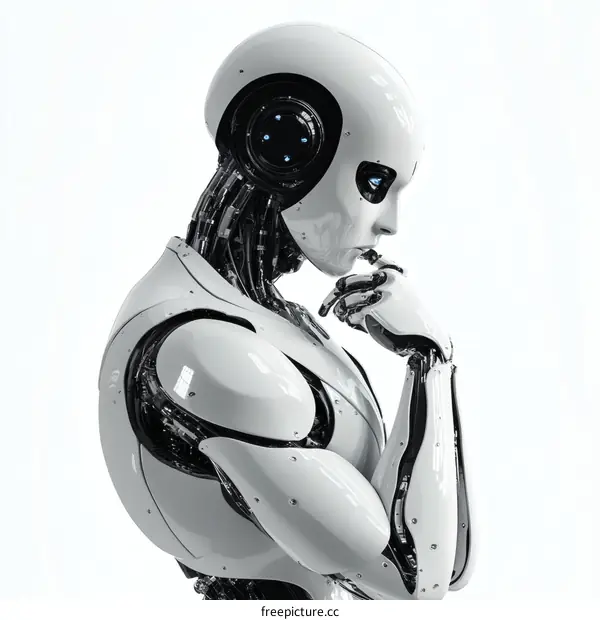 Thoughtful Futuristic Robot Design Illustration