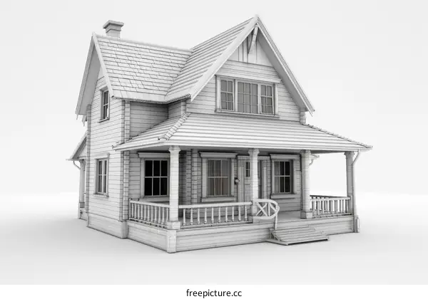 Vintage American House Exterior Design Illustration