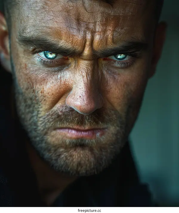 Closeup Portrait of a Serious Man