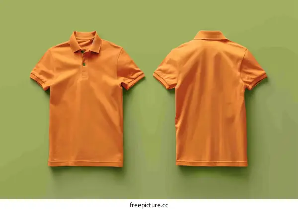 Orange polo shirt front and back view