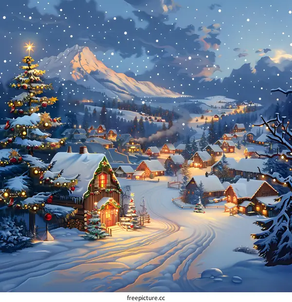 Christmas Village in the Snow