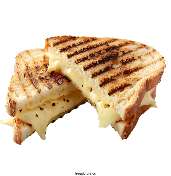 [Transparent Background PNG]A grilled cheese sandwich cut in half