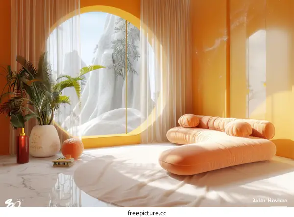 Modern Living Room Interior Design with Warm Colors