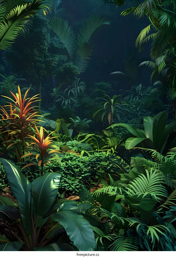 Dense Tropical Rainforest with Lush Greenery