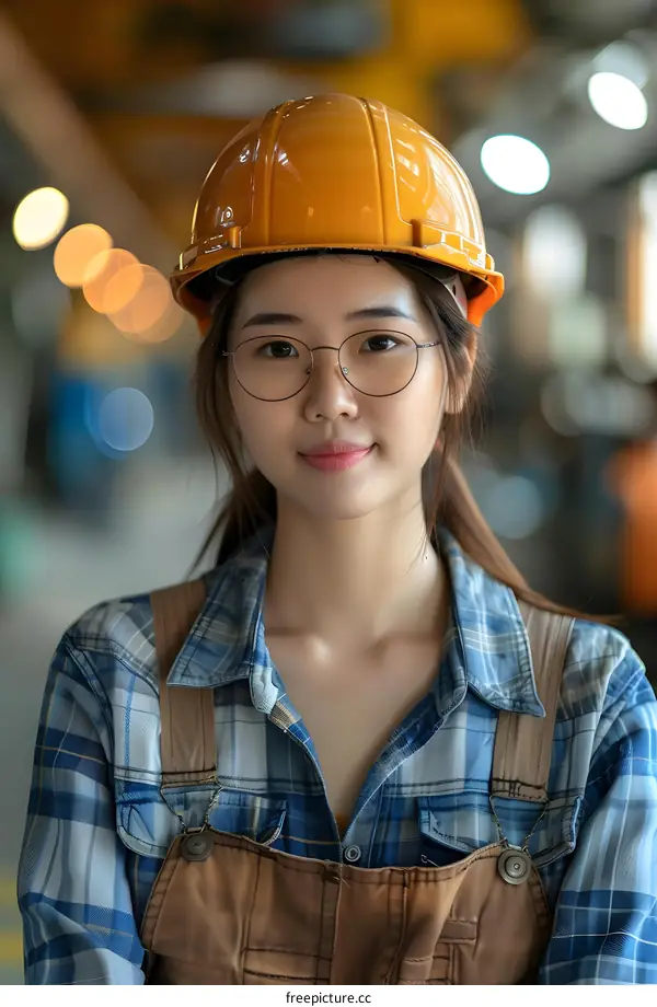 Confident Female Engineer in Factory Setting