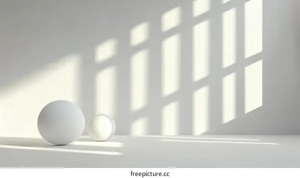 Simple White Studio Space with Sunlight Shadows