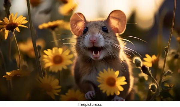Small Rodent in a Field of Yellow Flowers