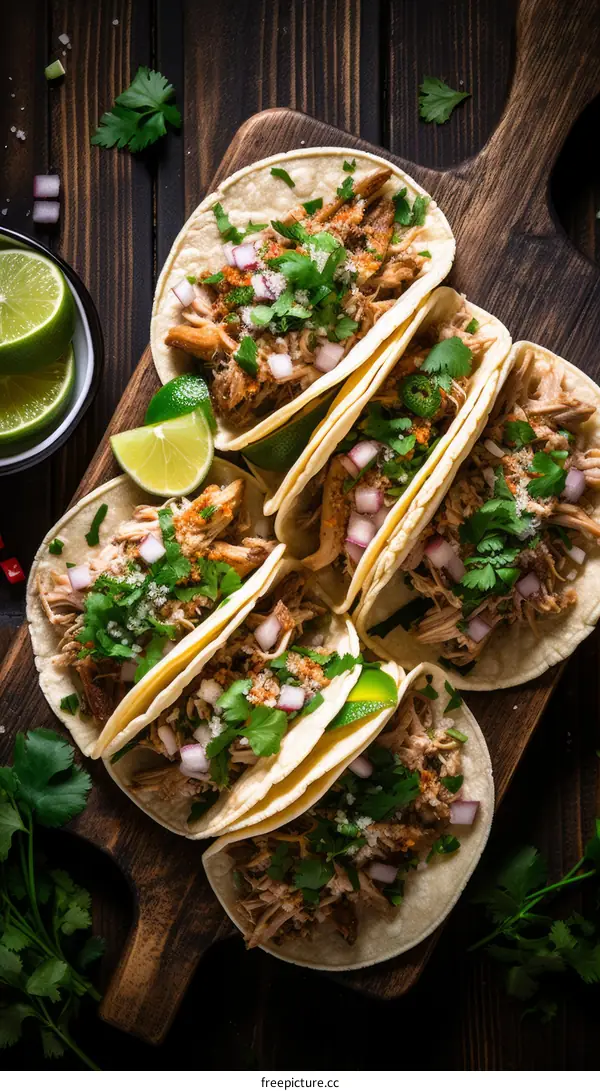 Authentic Mexican Tacos with Pork, Salsa, Lime and Cilantro