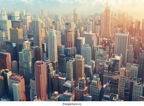 Modern City Skyline with Skyscrapers