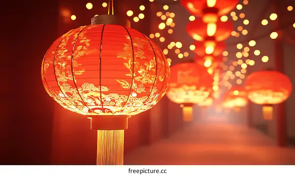 Chinese New Year Lanterns in a Corridor