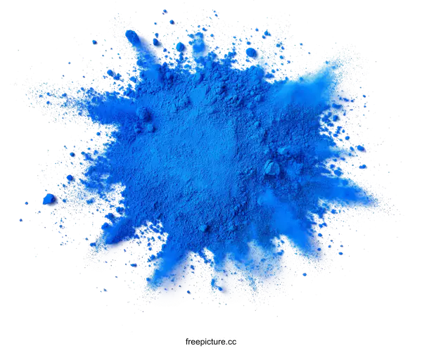 [Transparent Background PNG]Vibrant Blue Powder Explosion on White Background