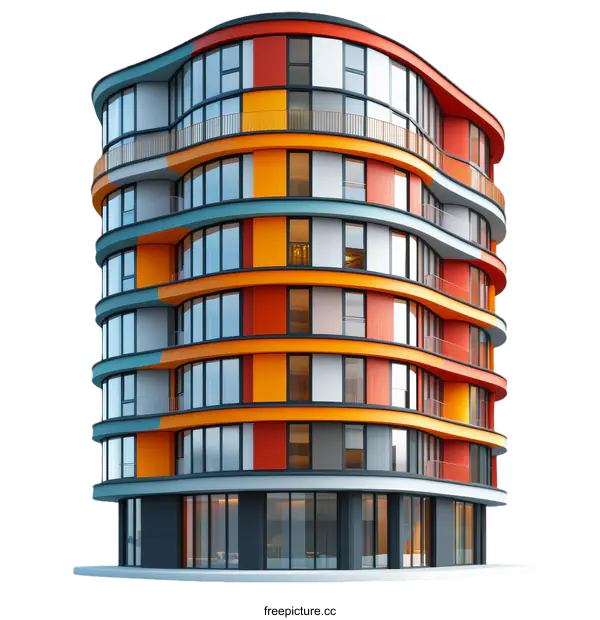 [Transparent Background PNG]Colorful Modern Architectural Building Design