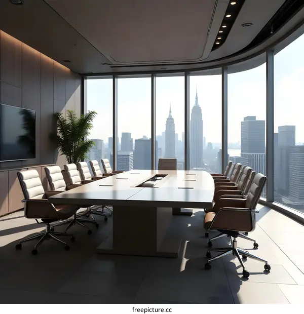 Modern Conference Room With City View