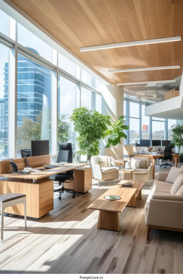 An Illustration of a Modern Office Workplace