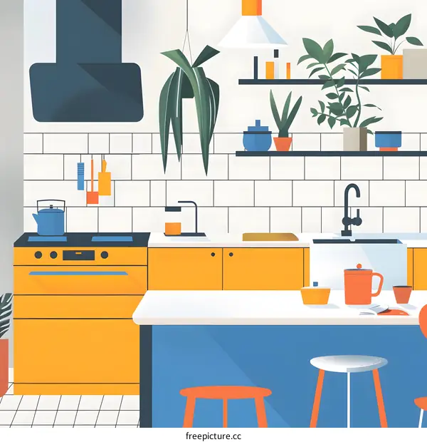 Modern Minimalist Kitchen Interior Design Illustration