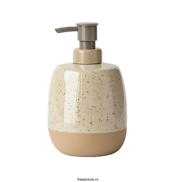 [Transparent Background PNG]Beige Ceramic Dispenser with Speckled Design