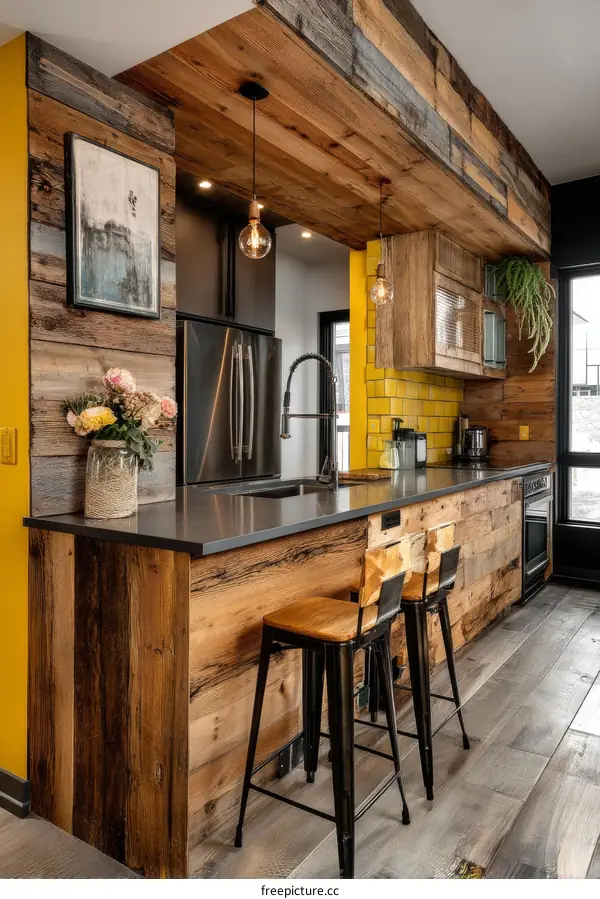 Rustic Industrial Kitchen with Reclaimed Wood