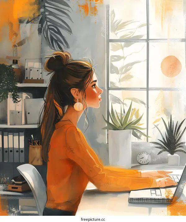 girl working from home