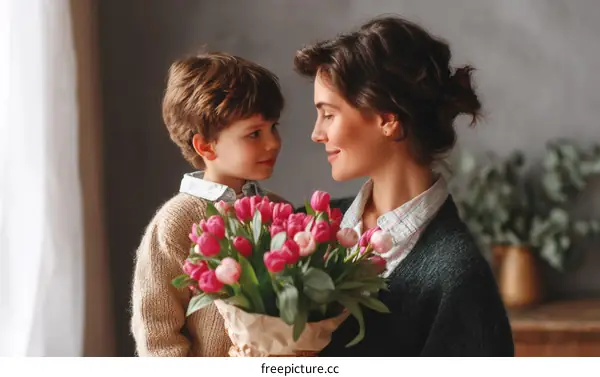 Mother and Son Exchange of Tulips
