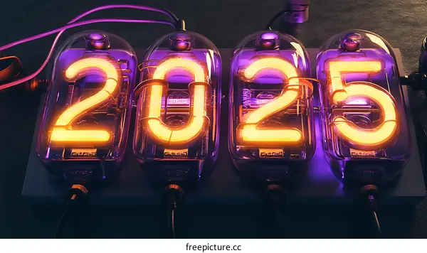 2025 Neon Sign New Year Countdown