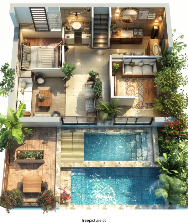 Luxury Rooftop Villa Floor Plan with Pool Area