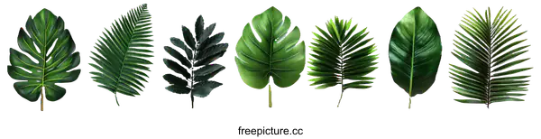 [Transparent Background PNG]Collection of Tropical Leaves Illustration