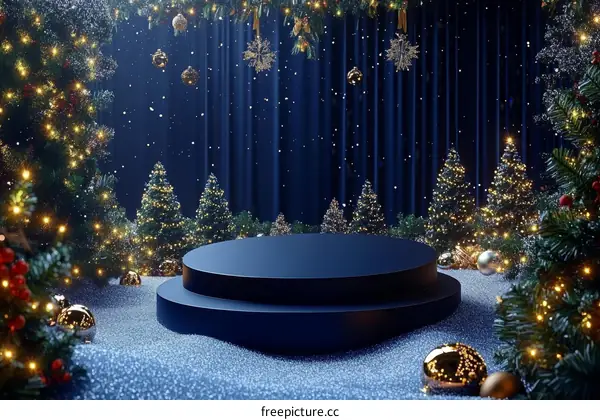 Christmas Scene with Display Podium