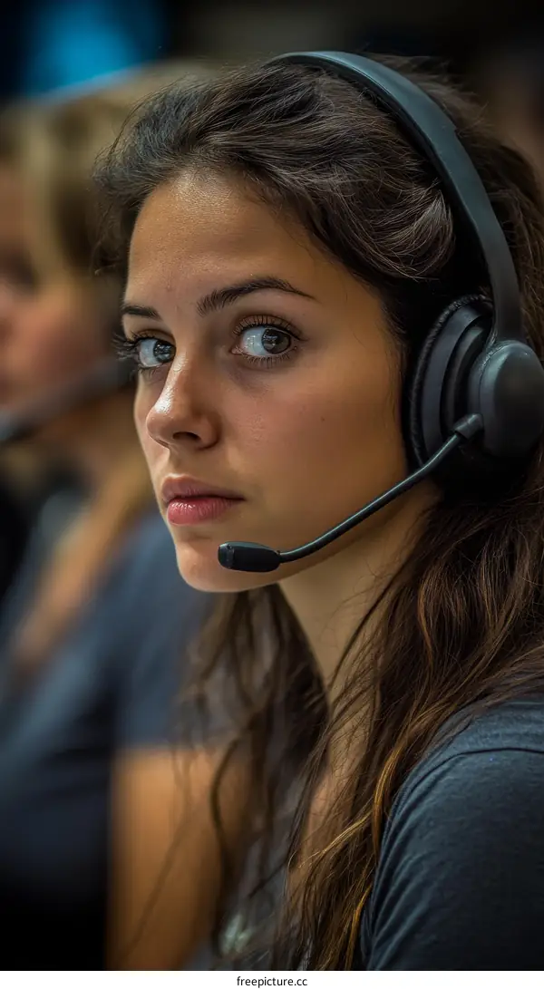 Close-up of a Young Woman Wearing Headphones