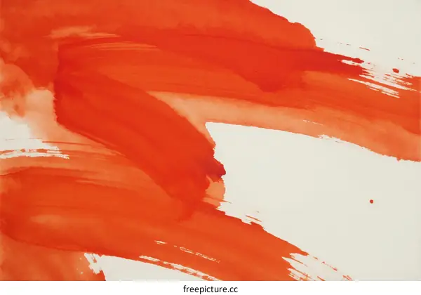 Vibrant Orange Abstract Brush Strokes on White Background