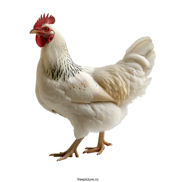 [Transparent Background PNG]A white chicken standing on a white background