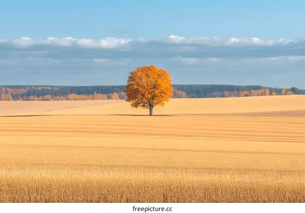 Golden Autumn Tree in a Field