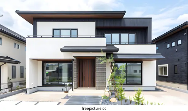 Modern Two-Story Home with Black and White Exterior