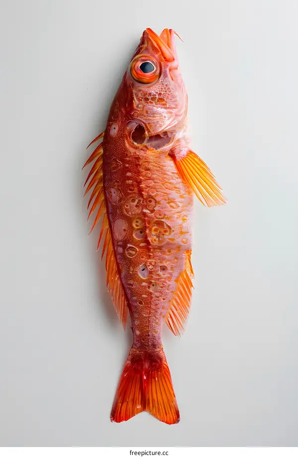 Freshly caught red fish on white background