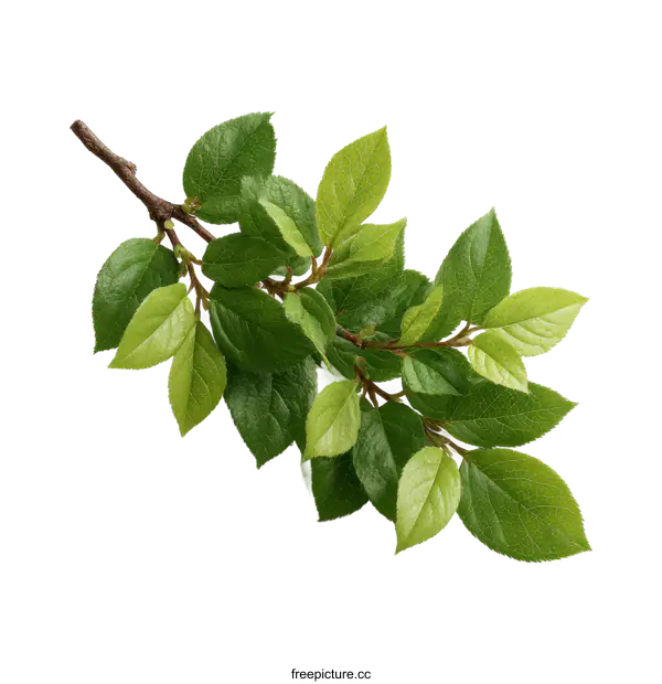 [Transparent Background PNG]Fresh Green Branch with Leaves