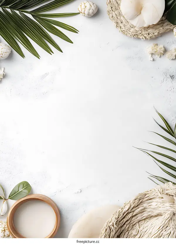 Minimalist Tropical Summer Flat Lay With White Background