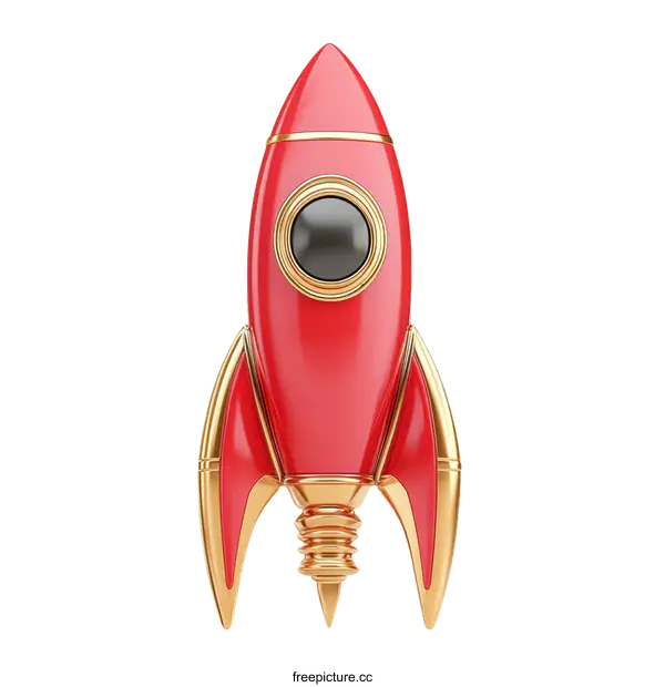 [Transparent Background PNG]Retro Red Rocket Illustration
