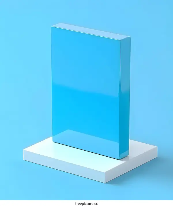 Blue Square on White Platform 3D Render