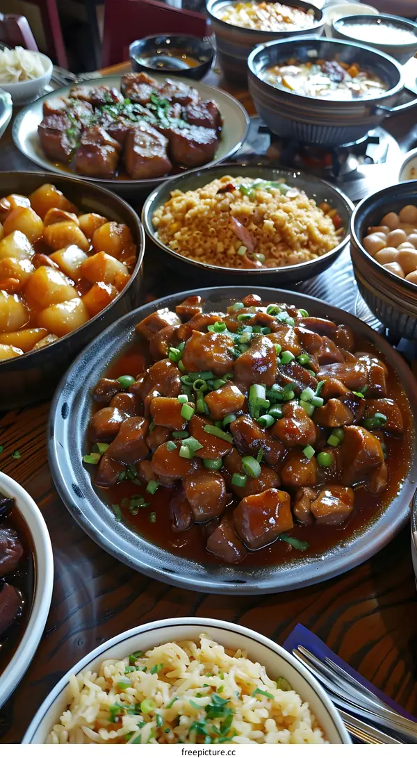 Table with Chinese Food Dishes