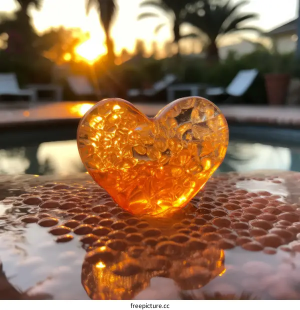 Heart Shaped Crystal Sunset