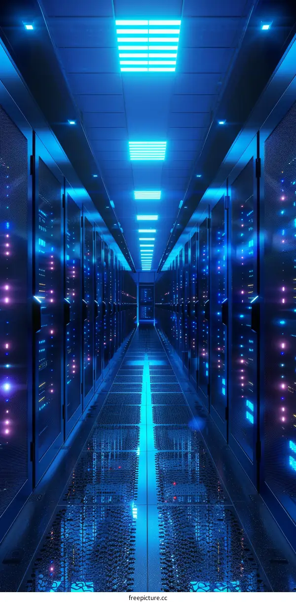 Blue futuristic technology background with glowing blue lights