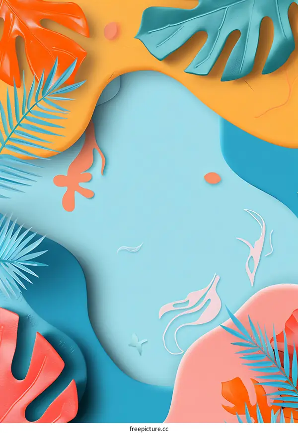 Tropical Summer Paper Cut Background