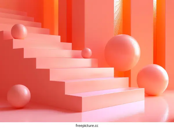 Pink staircase with pink balls