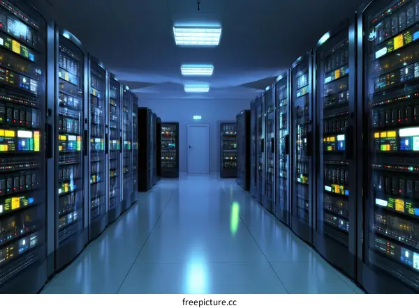 Modern Data Center Server Room Interior