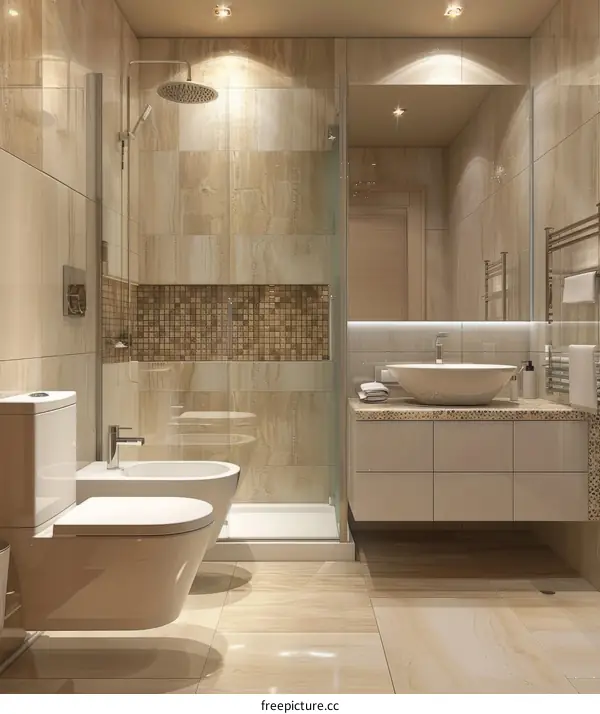 Modern Stylish Beige Bathroom Design
