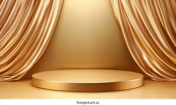 Luxury Gold Product Display Stage with Drapery