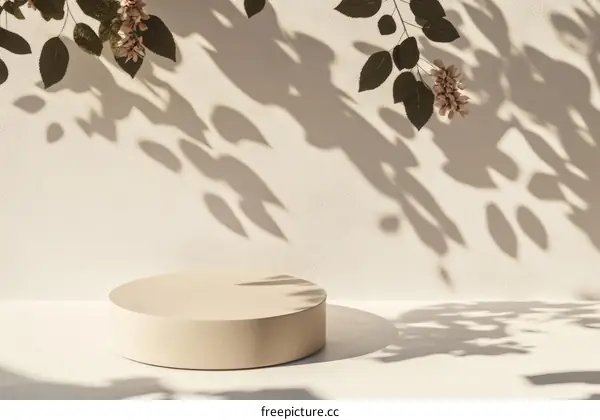 Beige Minimalist Product Display with Floral Shadows