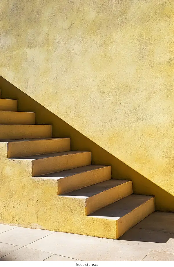 Yellow Wall with Stairs and Shadow