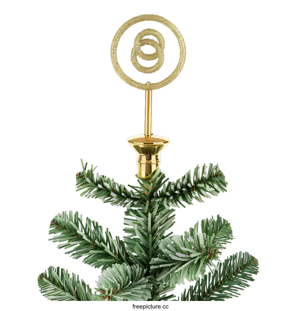 [Transparent Background PNG]Gold Christmas Tree Topper with Glittery Star